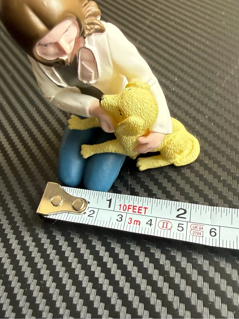 1982 Woman Doctor/Veterinarian Figurine w/ Stethoscope Holding Yellow Dog Resin
